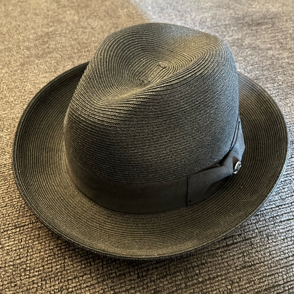 Pineapple & Star Genoa Black Straw Fedora For Sale!